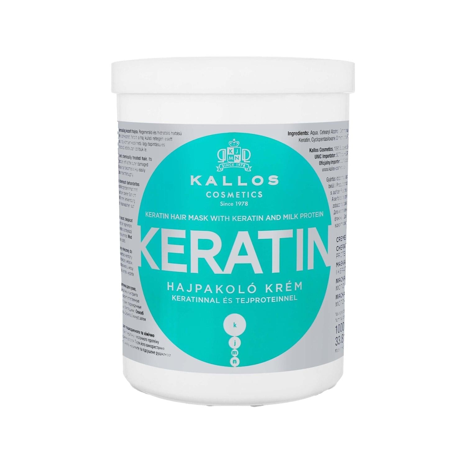 Kallos Cosmetics Keratin Hair Mask for Damaged & Chemically Treated Hair, 33.81 fl oz Kallos Keratin Hair Mask for Damaged Hair hair mask, keratin hair mask, milk protein hair mask, damaged hair repair, chemically treated hair care, hair nourishment, hair repair, Kallos Cosmetics, hair care products, keratin, milk protein