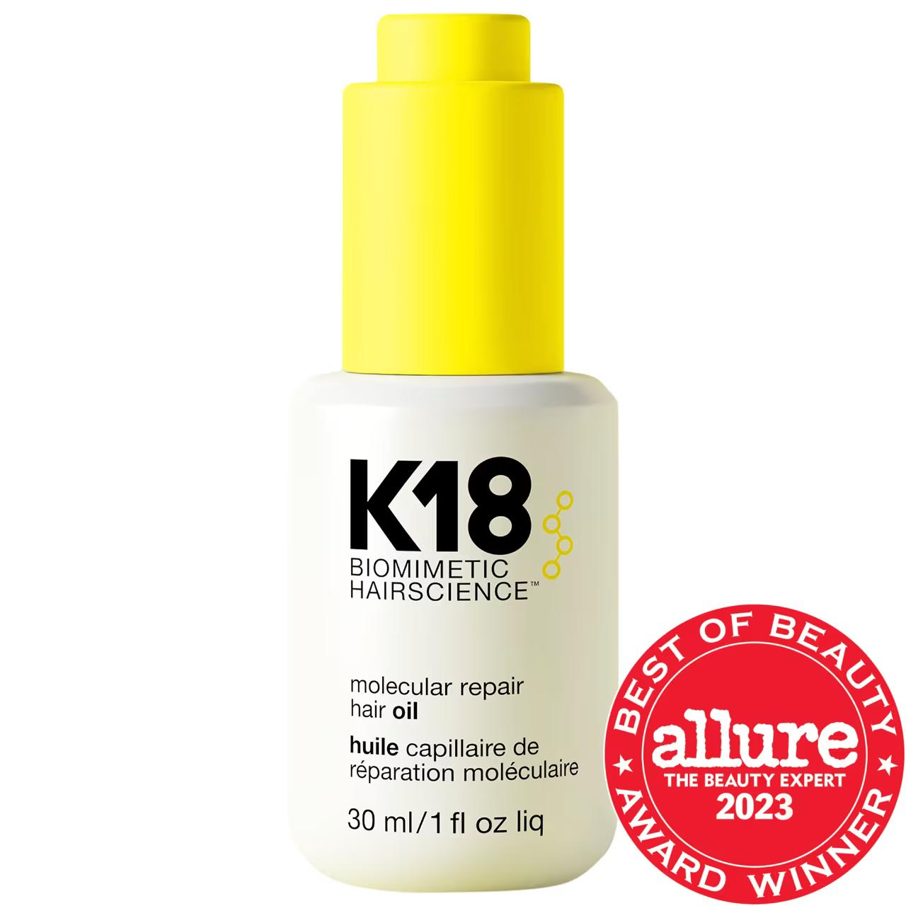 K18 Molecular Repair Hair Oil - Strengthens, Repairs Damage, Reduces Frizz & Improves Shine - Vegan & Cruelty-Free K18 Hair Oil - Repairs Damage & Reduces Frizz hair oil, frizz control, hair repair, vegan hair care, cruelty-free beauty, smoothing hair oil, hair shine enhancer, heat protectant for hair, K18PEPTIDE™, hemisqualane, squalane, avocado oil, hair strengthening, hair smoothing, vegan beauty products, cruelty-free hair care, hair treatment, hair repair oil