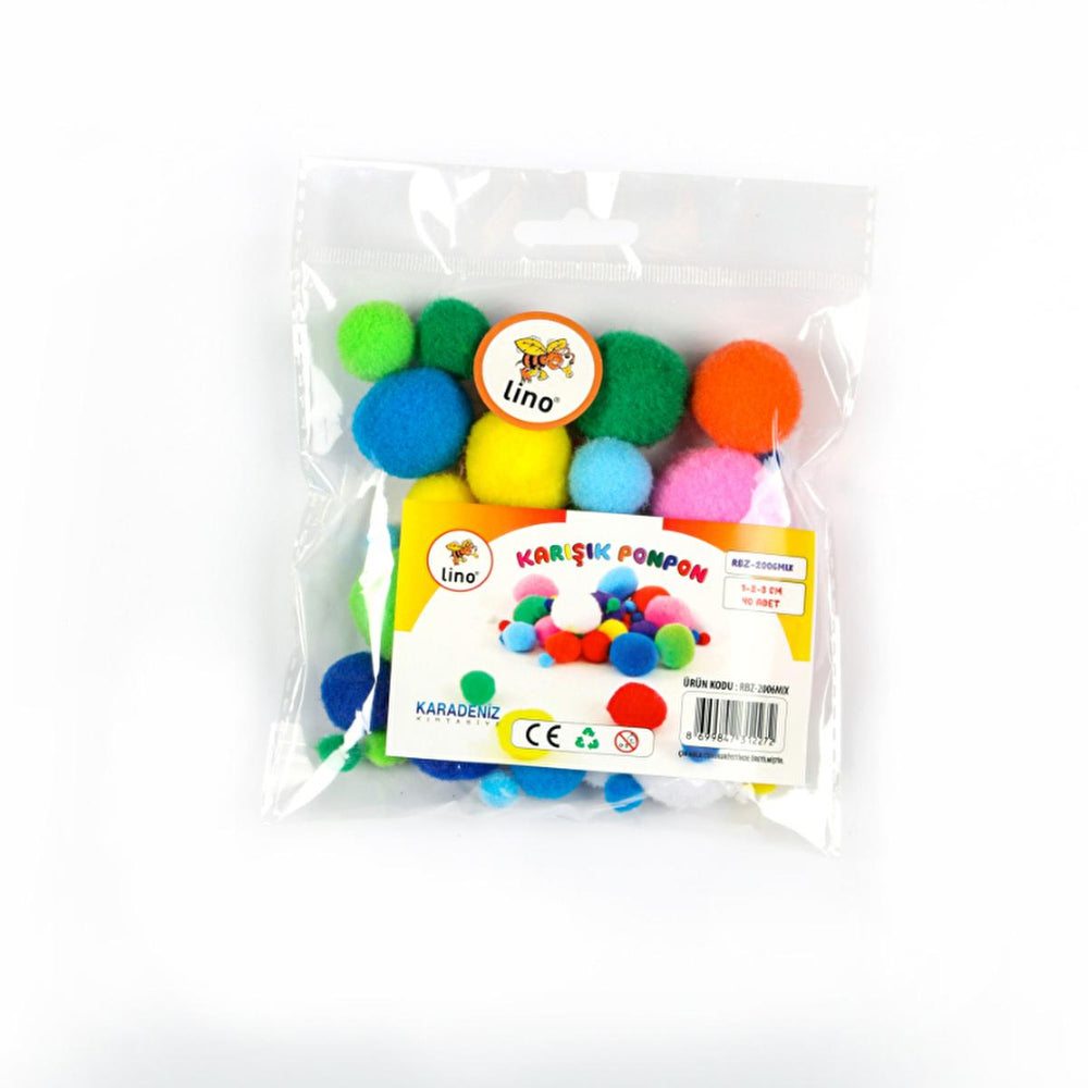 Lino Ponpon - 40-Piece Assorted Craft Ponpons for Arts & Crafts Projects - view 2