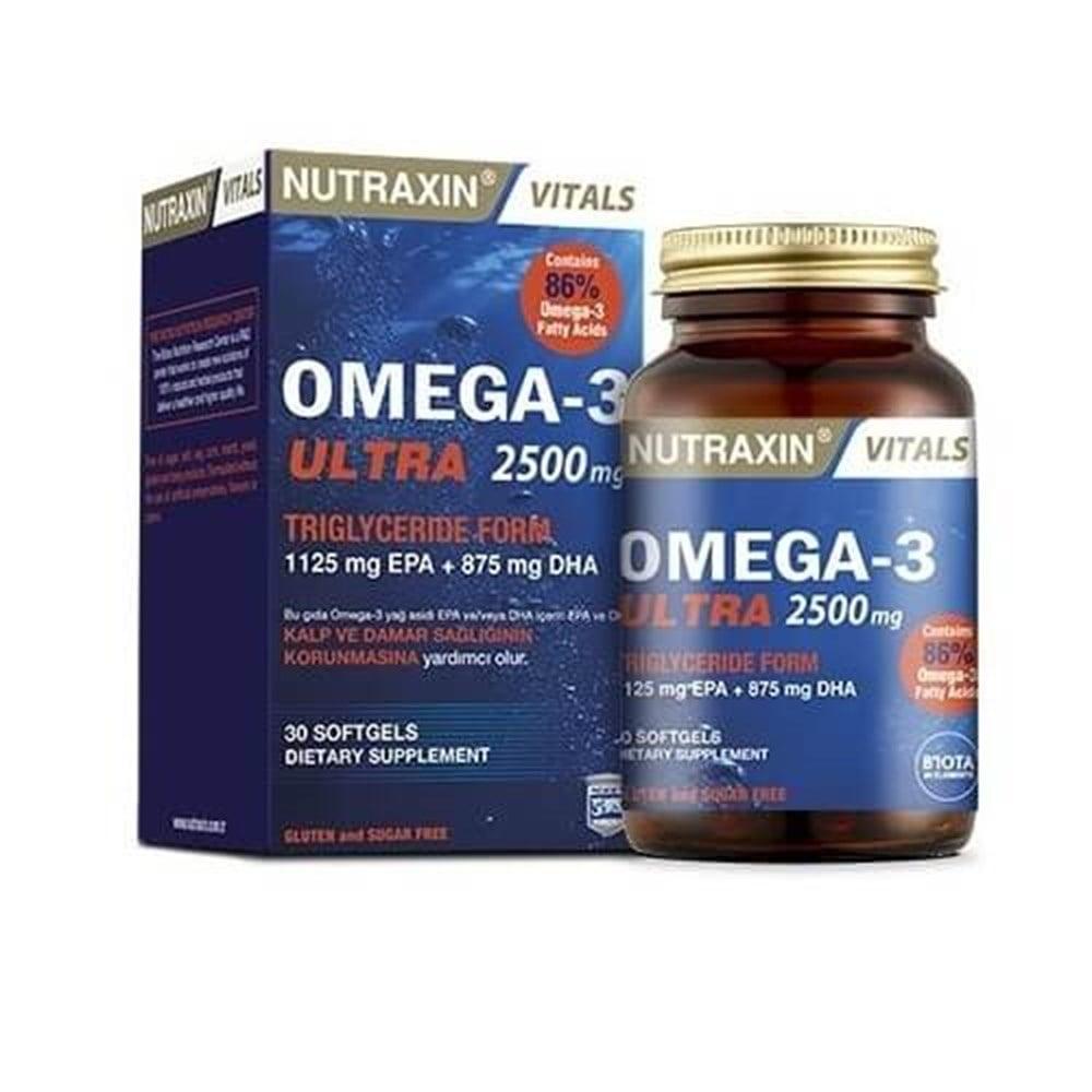 nutraxin omega-3 ultra softgels 2500 mg, omega-3 fish oil capsules bottle Nutraxin Omega-3 Ultra 2500 mg - Softgels | 30 Count Nutraxin Omega-3 Ultra 2500 mg Softgels nutraxin, omega-3, fish-oil, dietary-supplement, heart-health, brain-health, softgels, adults, ai-generated, wellness