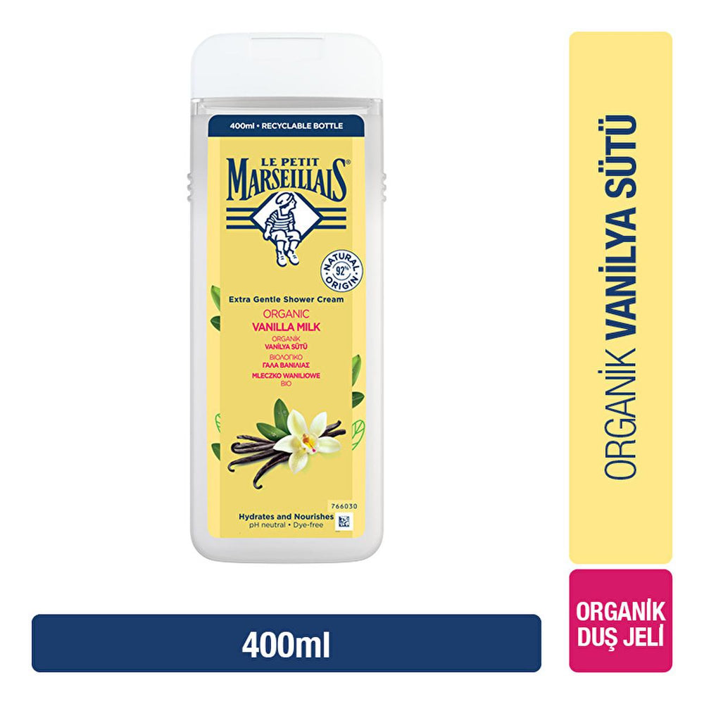 Le Petit Marseillais Vanilla Scented Shower Gel - Nourishing & Gentle Cleansing Body Wash - Shower Gel