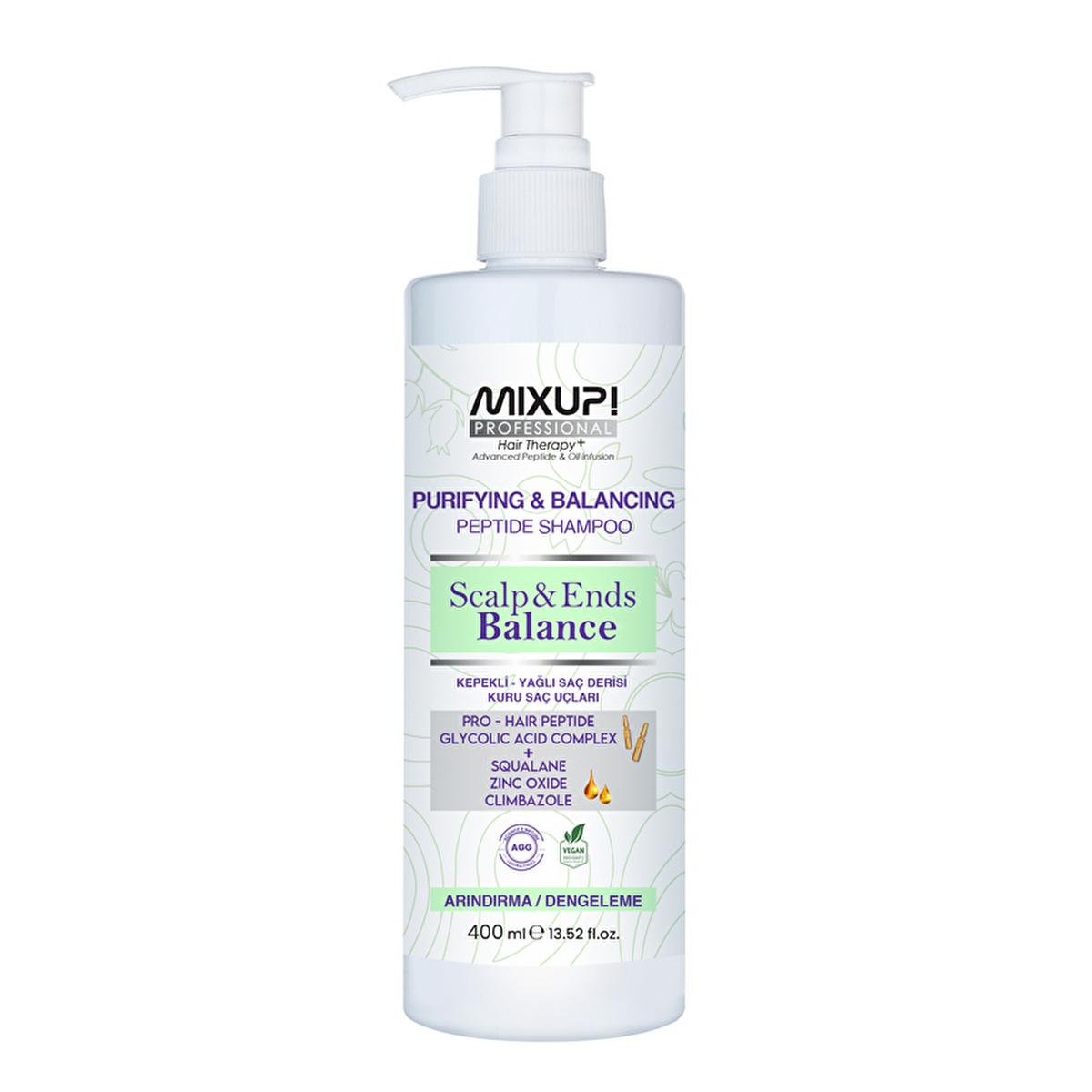 Mixup! Peptide Anti-Dandruff Shampoo for Oily Scalp & Dry Ends - Glycolic Acid, Zinc, & Climbazole Treatment - Balances Hair, Controls Sebum Mixup! Peptide Anti-Dandruff Shampoo - Oily Scalp & Dry Ends anti-dandruff shampoo, oily scalp dry ends shampoo, peptide shampoo, glycolic acid shampoo, dandruff treatment shampoo, itchy scalp shampoo, sebum control shampoo, balanced hair shampoo, shampoo for oily roots and dry ends, anti dandruff, oily scalp, dry ends, peptide, glycolic acid, dandruff treatment, itchy
