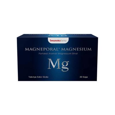 İmuneks Farma Magneporal Magnesium - 20 Sachets, Orange Flavor, 250mg Magnesium per Serving - Vitamin & Supplement