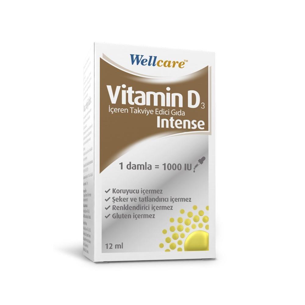 Wellcare Vitamin D3 Intense 1000IU 12ml - Liquid Vitamin D3 Supplement for Bone Health - image 2