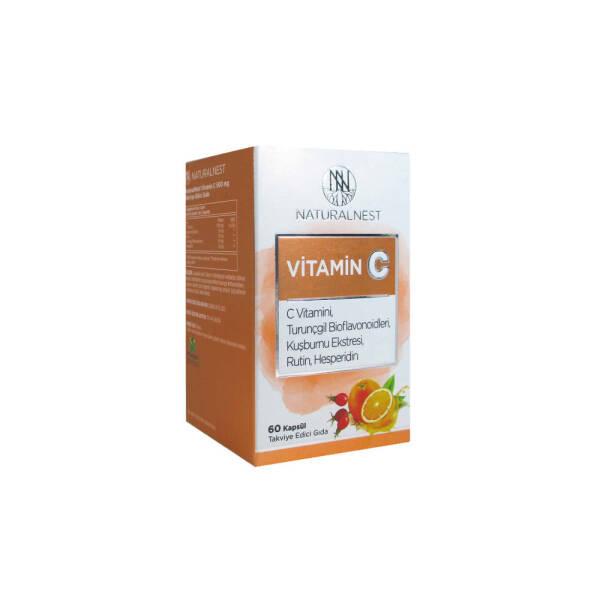 Naturalnest Vitamin C Supplement - 1000mg per 2 Capsules, 60 Count - Immune System Support & - Vitamin & Supplement