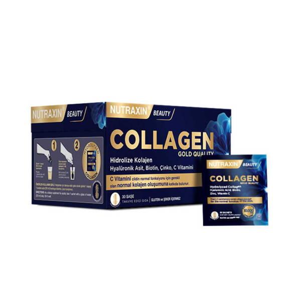 Nutraxin Beauty Gold: 10,000mg Hydrolyzed Collagen Supplement for Radiant Skin, Strong Hair &amp; Nails - Anti-Aging Hyaluronic Acid &amp; Biotin Sachets Nutraxin Beauty Gold: Collagen Supplement for Youthful Skin collagen supplement, hydrolyzed collagen, skin health supplement, anti-aging supplement, hair and nail supplement, hyaluronic acid supplement, biotin supplement, beauty collagen, collagen powder, collagen sachets, collagen, skin health, anti-aging, hair health, nail health, hyaluronic acid, biotin, beauty