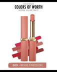 Loreal Paris Color Riche Intense Volume Matte Lipstick - 500 Beige Freedom - Long Lasting, Hyaluronic Acid for Fuller Lips Loreal Paris Matte Lipstick - Volumizing, Long Lasting Color Loreal lipstick, matte lipstick, hyaluronic acid lipstick, long lasting lipstick, volumizing lipstick, beige lipstick, Color Riche lipstick, matte lip color, fuller lips lipstick, 500 Beige Freedom, lipstick, lip color, makeup, cosmetics, long-wearing, volumizing, hydrating, plumping, beige, nude lipstick, everyday lipstick, s