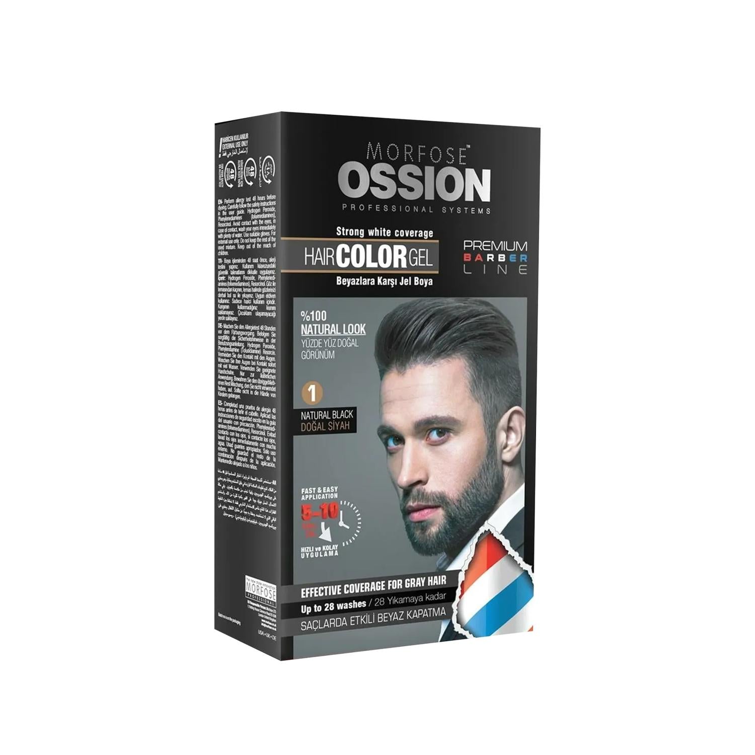 Morfose Ossion Men's Hair Dye Gel - Natural Black (No:1 Doğal Siyah), 1.35 fl oz - Easy Application & Precise Color Morfose Ossion Men's Hair Dye Gel - Natural Black hair dye for men, black hair dye, gel hair dye, Morfose Ossion hair dye, Natural Black hair color, men's grooming, hair coloring, gel-form hair dye, compact hair dye, men's hair care, hair dye gel, natural black hair dye, Morfose Ossion, men's beauty products