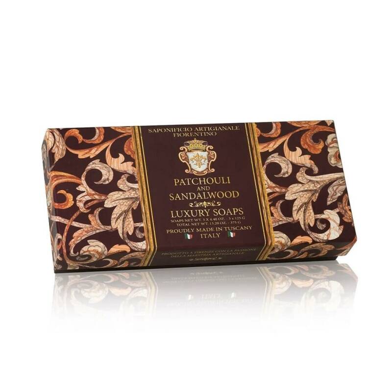 Saponificio Artigianale Fiorentino Patchouli &amp; Sandalwood Soap 3x125g