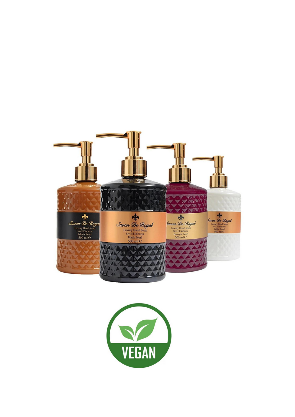 Savon de Royal Luxury Vegan Pearl Liquid Soap Mixed Pack 4 x 500 ml - Hand Soap