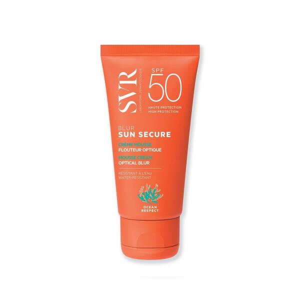 svr blur sun secure spf50 mousse cream 50ml bottle, apply svr blur sun secure spf50 mousse to face SVR Blur Sun Secure SPF50+ Mousse Cream - Sun Protection | 50ml SVR Blur Sun Secure SPF50+ Mousse Cream | 50ml svr, blurskin, sun-protection, spf50, mousse-cream, water-resistant, non-comedogenic, spfsunscreen, daily-skincare, ai-generated