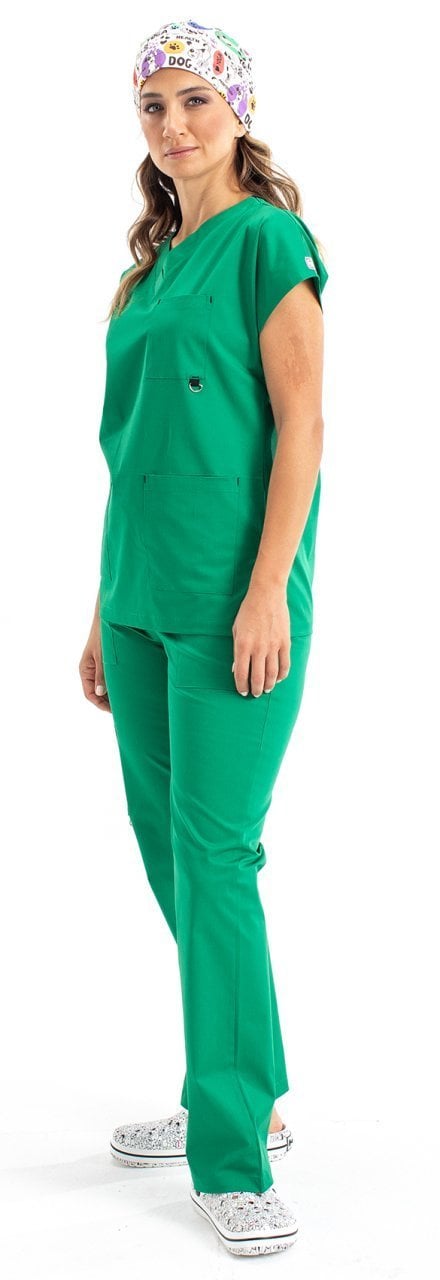 Labor Dr. Elastik Women's Lycra Surgical Scrubs Set Grass Green