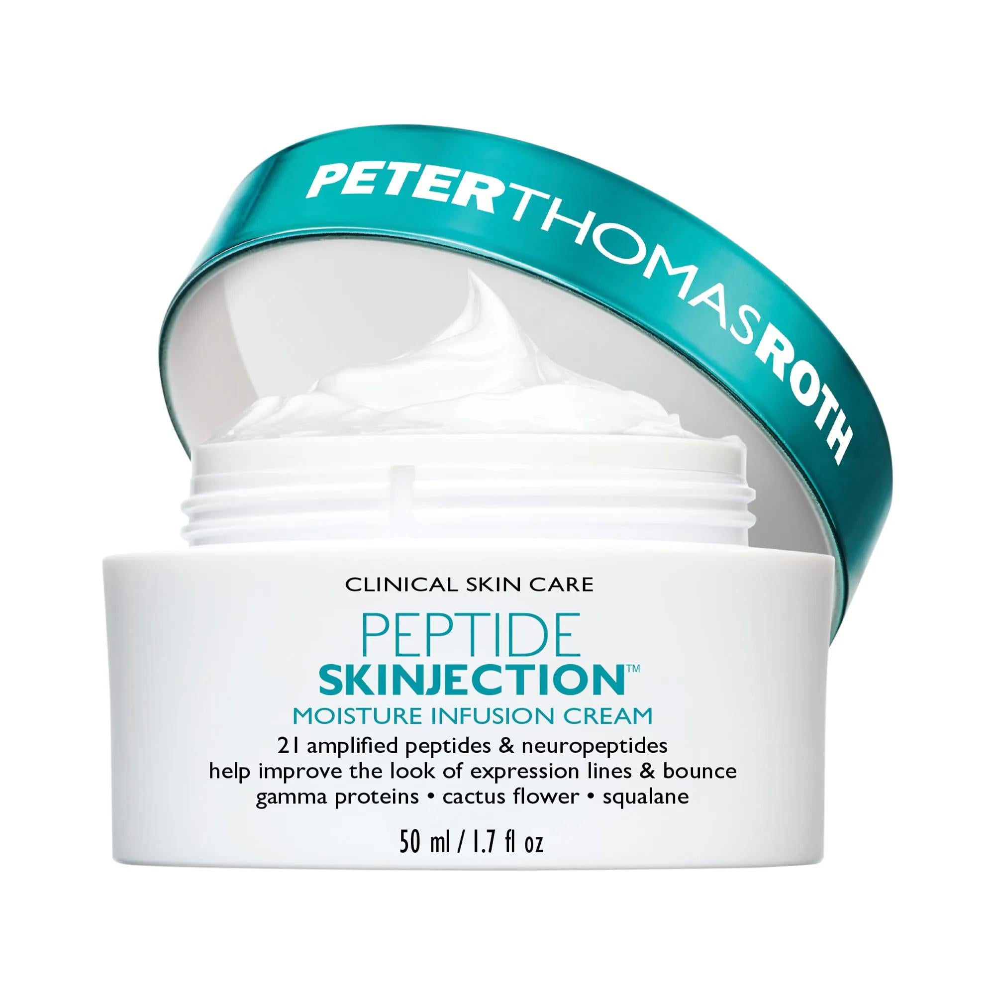 Peptide Skinjection Moisture Infusion Refillable Cream - Anti-Aging Peptide Moisturizer for Hydrating Skincare Peptide Moisturizer Cream for Anti-Aging &amp; Hydration peptide moisturizer, anti-aging cream, hydrating skincare, refillable moisturizer, peptide skincare, skincare, moisturizer, anti-aging, hydration, peptides, neuropeptides, gamma proteins, cactus flower, squalane, hyaluronic acid, dry skin, combination skin, aging skin, fine lines, wrinkles, skin elasticity, radiance, skin texture