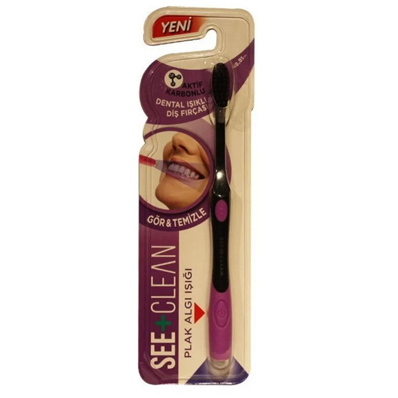 See+Clean Plaque Detecting Toothbrush with Charcoal Bristles - Purple