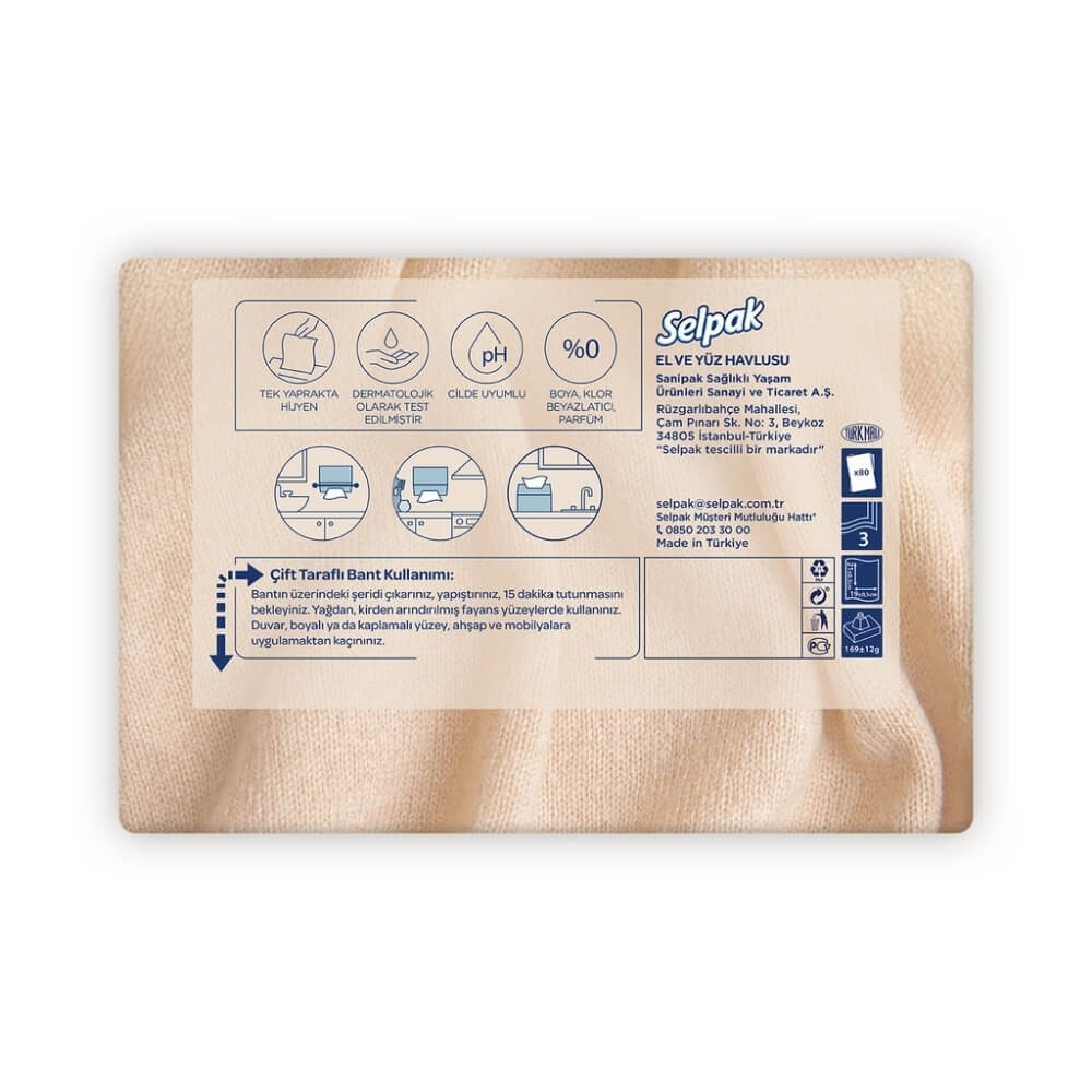 Selpak Cashmere Extract Hand &amp; Face Towels 80 Count