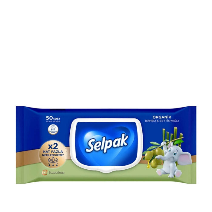 Selpak Organic Bamboo & Olive Oil Wet Wipes 50 Count