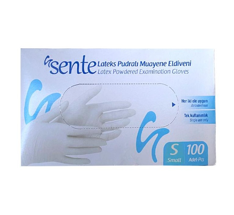 Sente Latex Powder-Free Exam Gloves Small 100 Count