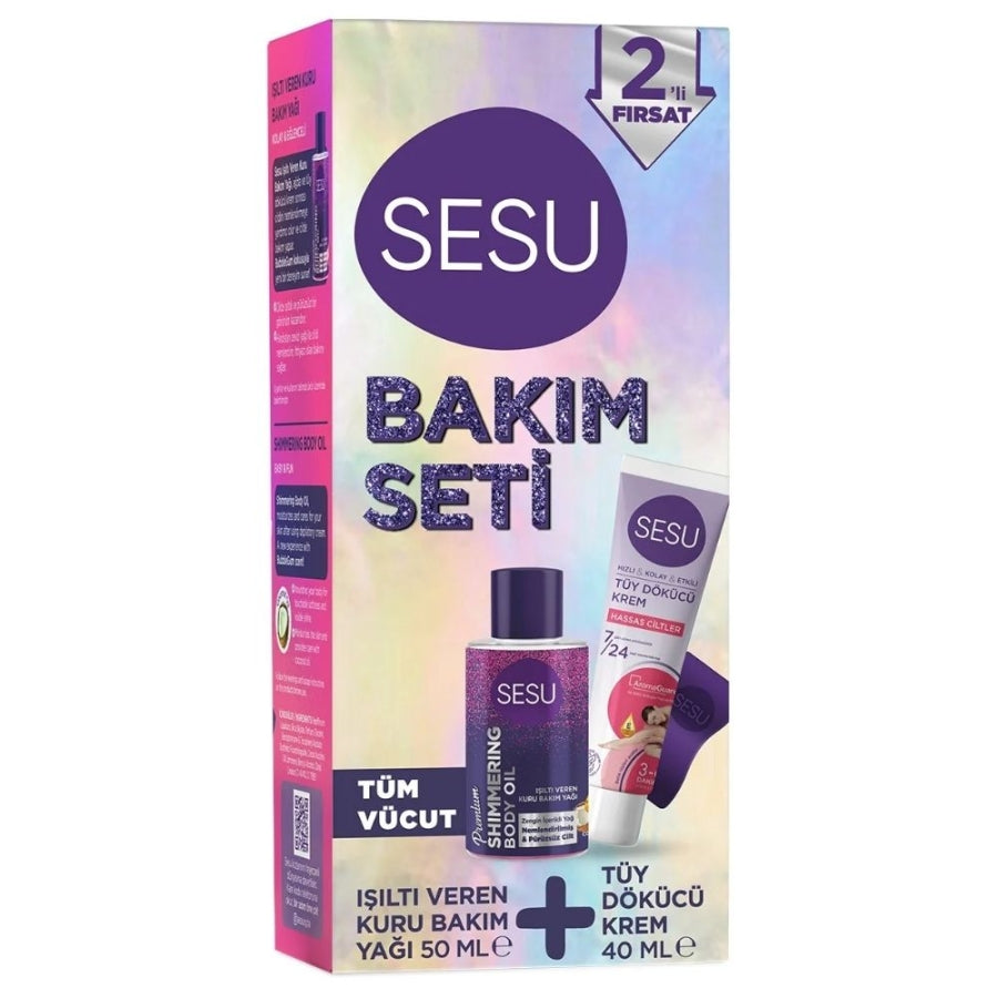 Sesu Hair Removal Set with Cream and Shimmering Dry Oil 90ml