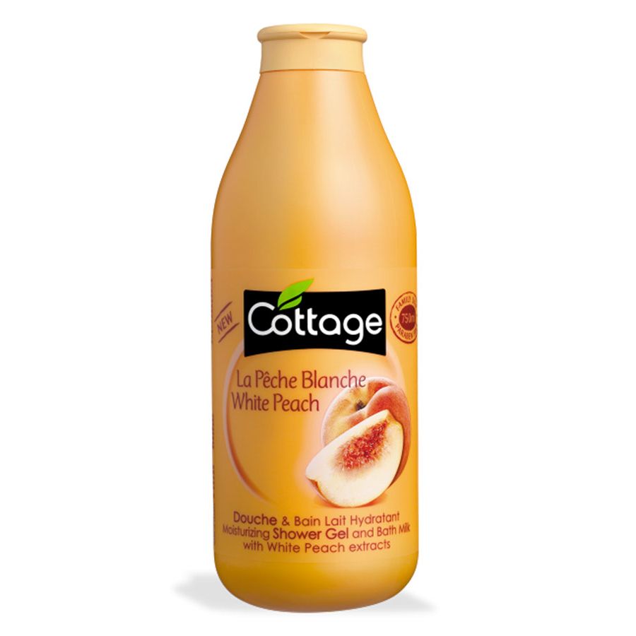 Cottage White Peach Shower Gel & Bath Milk for Soft Skin 750ml