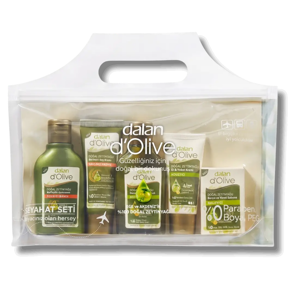 Dalan Travel Set 5 Pieces Shampoo, Conditioner, Soap, Cream, Shower Gel