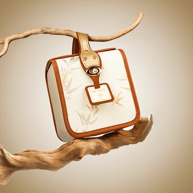 Shayen Paris Golden Leaf Luxe Makeup Bag with Gold Accents