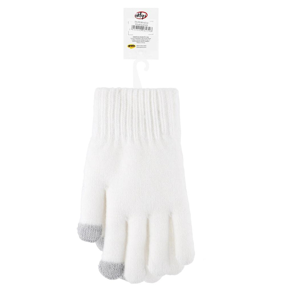 Eklips White Fleece Lined Gloves for Cozy Warmth
