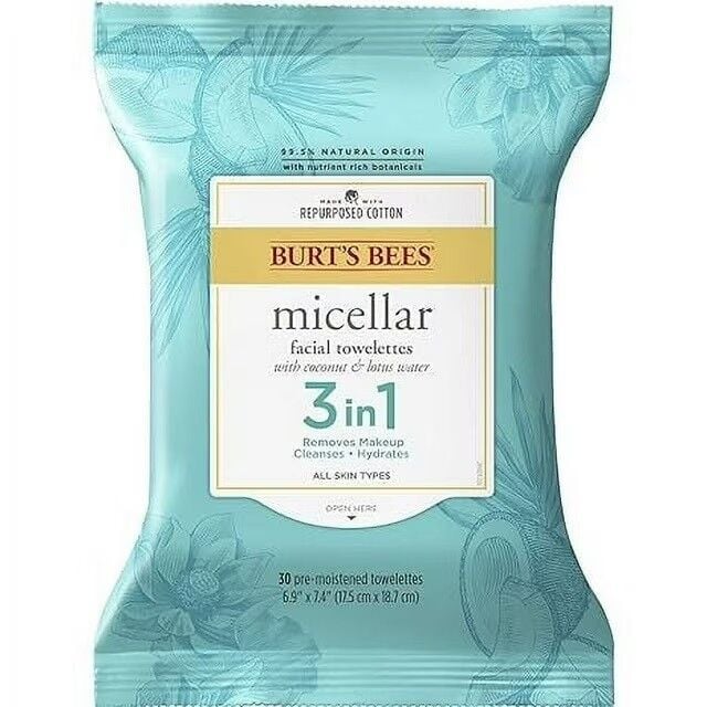 Burt's Bees Micellar Cleansing Towelettes Coconut & Lotus 30 Count