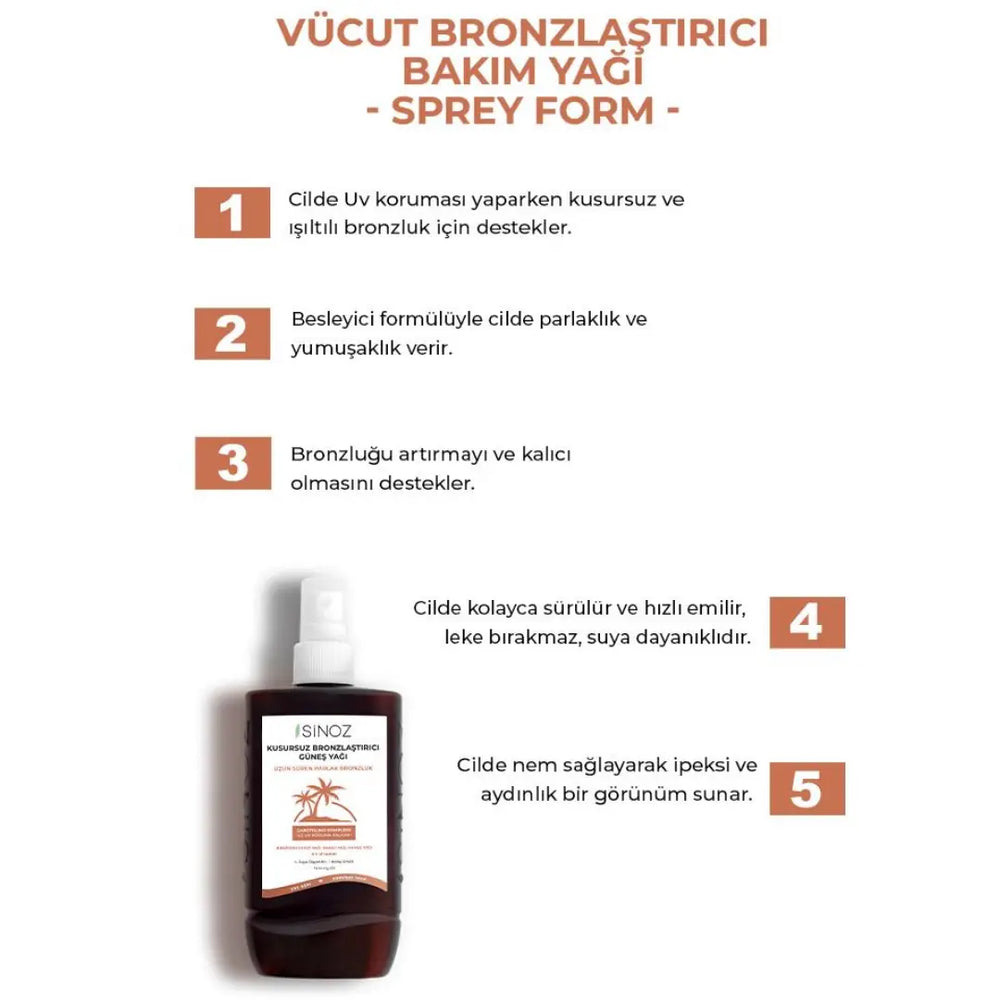 Sinoz Perfect Bronzing Sun Oil Spray with Coconut & Carrot 200 ml