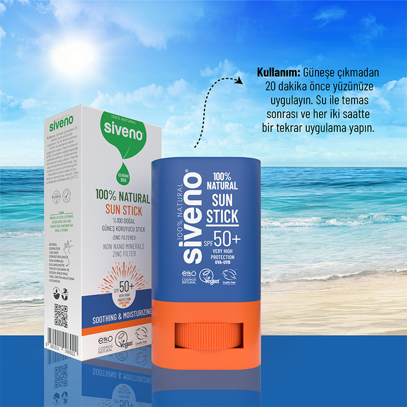 Siveno 100% Natural Tinted Sunscreen Stick SPF 50+ 15g