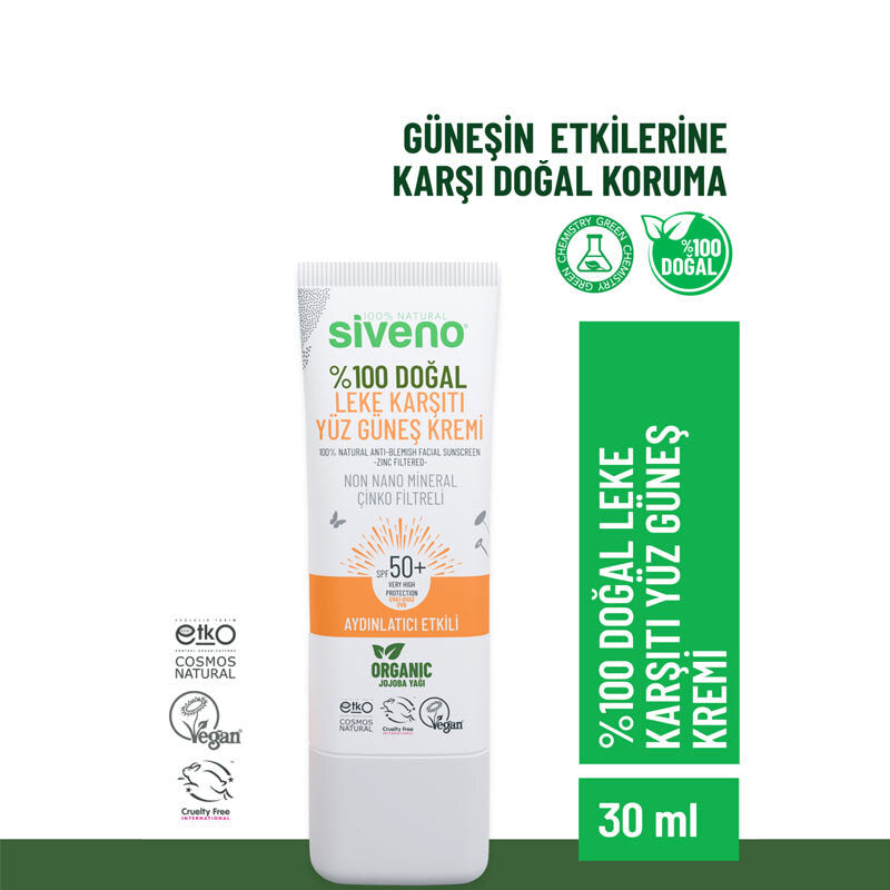 Siveno 100% Natural Anti-Blemish SPF 50 Face Sunscreen 30 ml