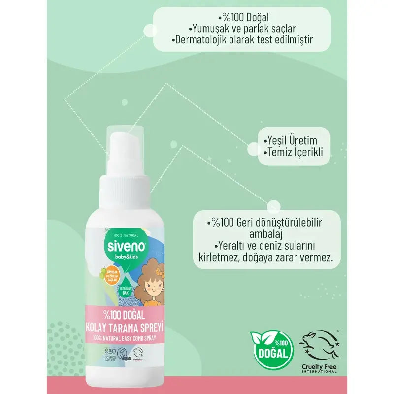 Siveno Baby & Kids Natural Detangling Spray with Green Apple 50ml