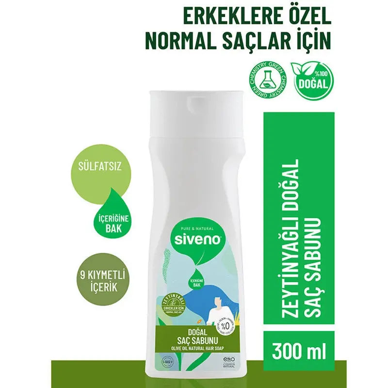 Siveno Natural Olive Oil Hair Soap for Men 300ml