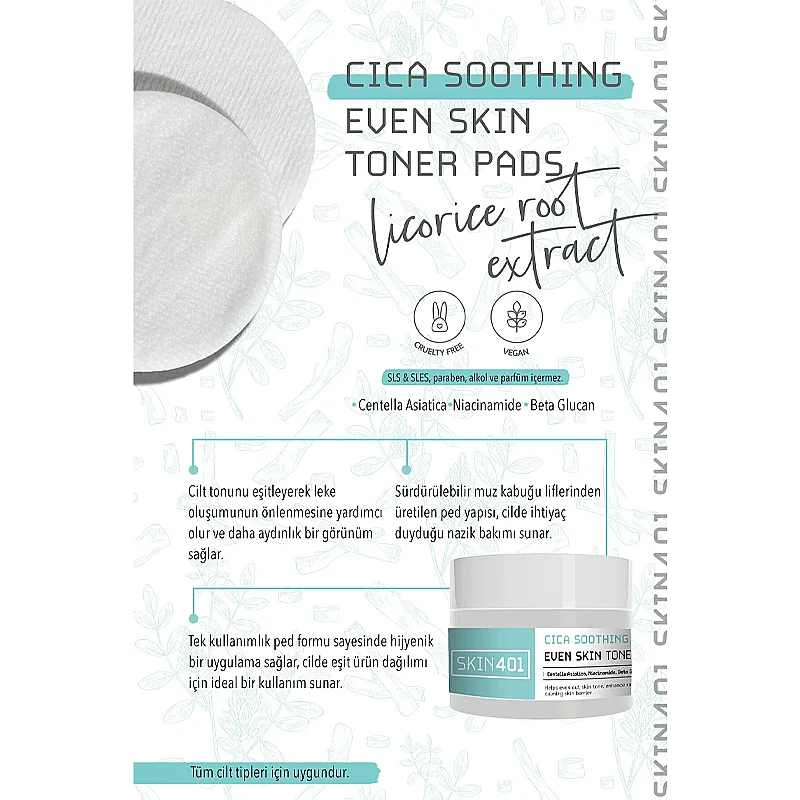 Skin401 Cica Soothing Even Skin Toner Pads 100 Pcs