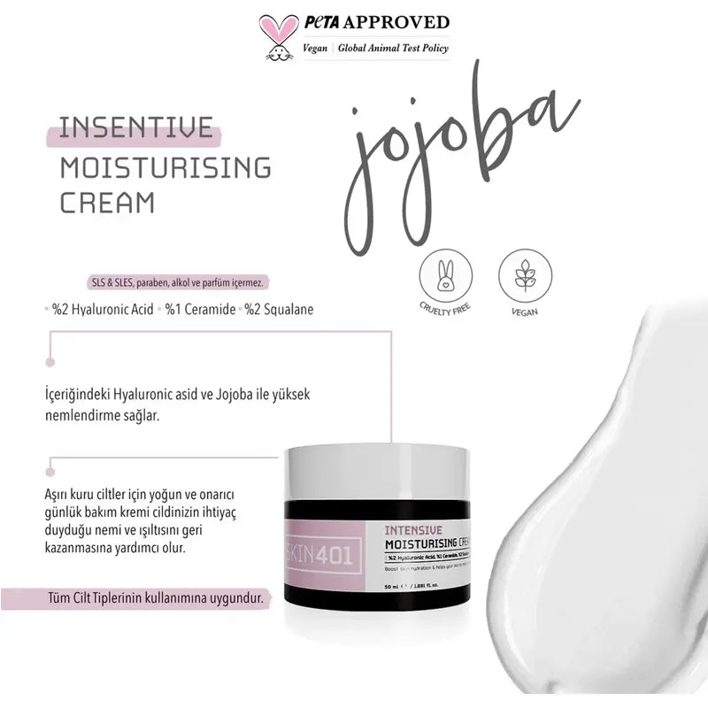 Skin401 Intensive Moisturising Cream with Hyaluronic Acid 50ml