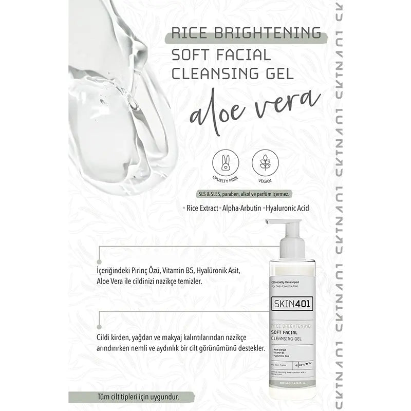 Skin401 Rice Brightening Soft Facial Cleansing Gel 200ml