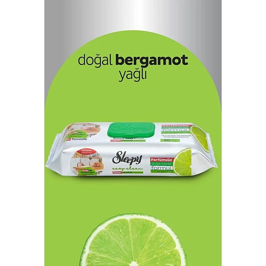 Sleepy Easy Clean Super Surface Kitchen Towel Wipes Bergamot 50 Sheets