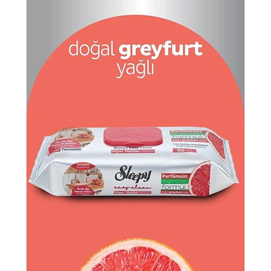 Sleepy Easy Clean Kitchen Towel Wipes Grapefruit 50 Sheets
