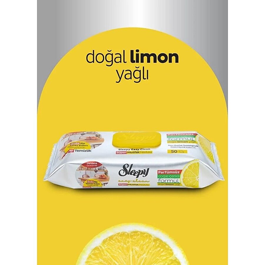 Sleepy Easy Clean Super Surface Cleaning Kitchen Towel Wipes Lemon Oil 50 Sheets