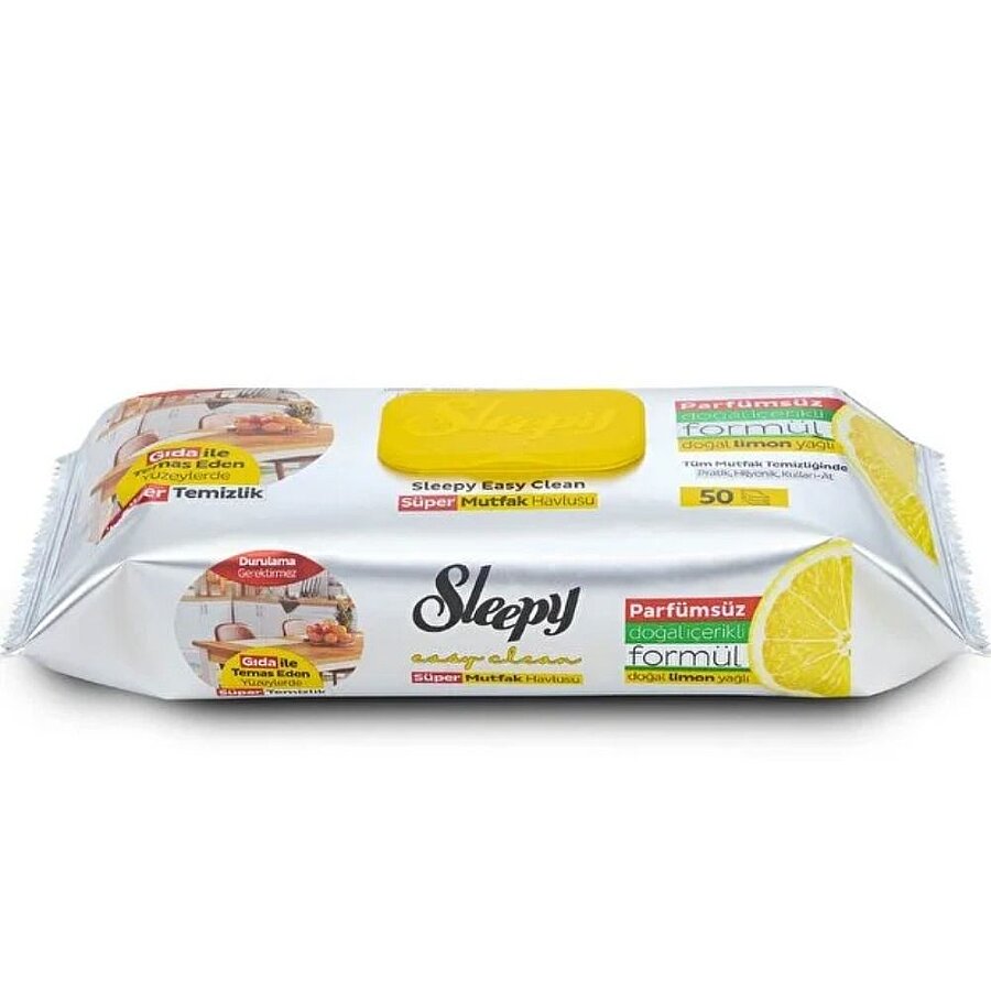 Sleepy Easy Clean Super Surface Cleaning Kitchen Towel Wipes Lemon Oil 50 Sheets