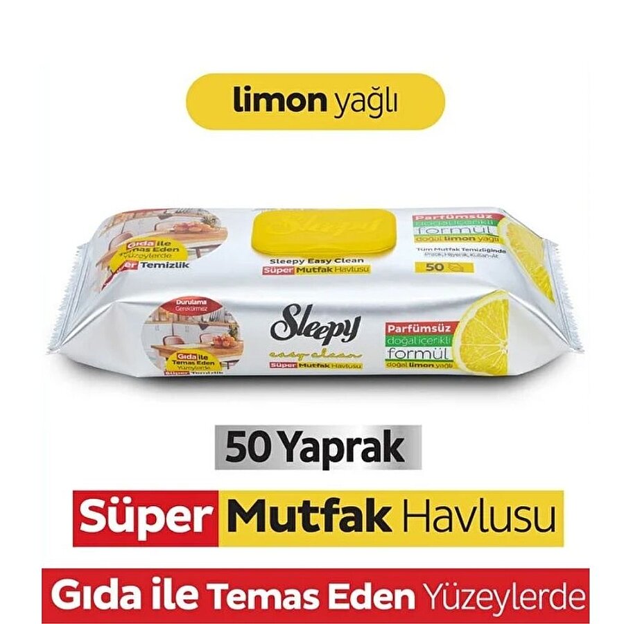 Sleepy Easy Clean Super Surface Cleaning Kitchen Towel Wipes Lemon Oil 50 Sheets