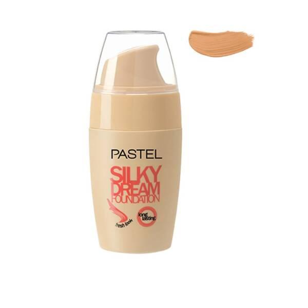 pastel silky dream foundation 355 bottle, applying pastel silky dream foundation on skin, pastel silky dream foundation texture Pastel Silky Dream Foundation - Natural Finish | 1 fl oz Pastel Silky Dream Foundation 355 | 1 fl oz pastel-foundation, silky-foundation, natural-finish, makeup-for-women, lightweight-foundation, hydrating-foundation, flawless-complexion, young-adults, ai-generated, cosmetic