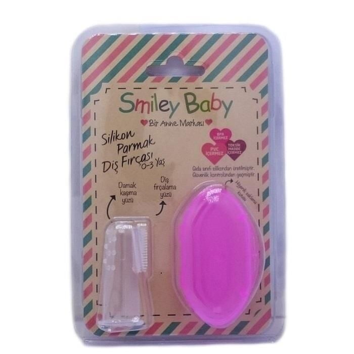 Biosmile Smiley Baby Silicone Finger Toothbrush Pink 0-3 Years