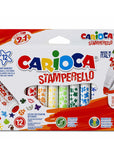 Carioca Stamperello 12-Pack Washable Markers for Kids - Non-Toxic Art Supplies with Stamp Tips