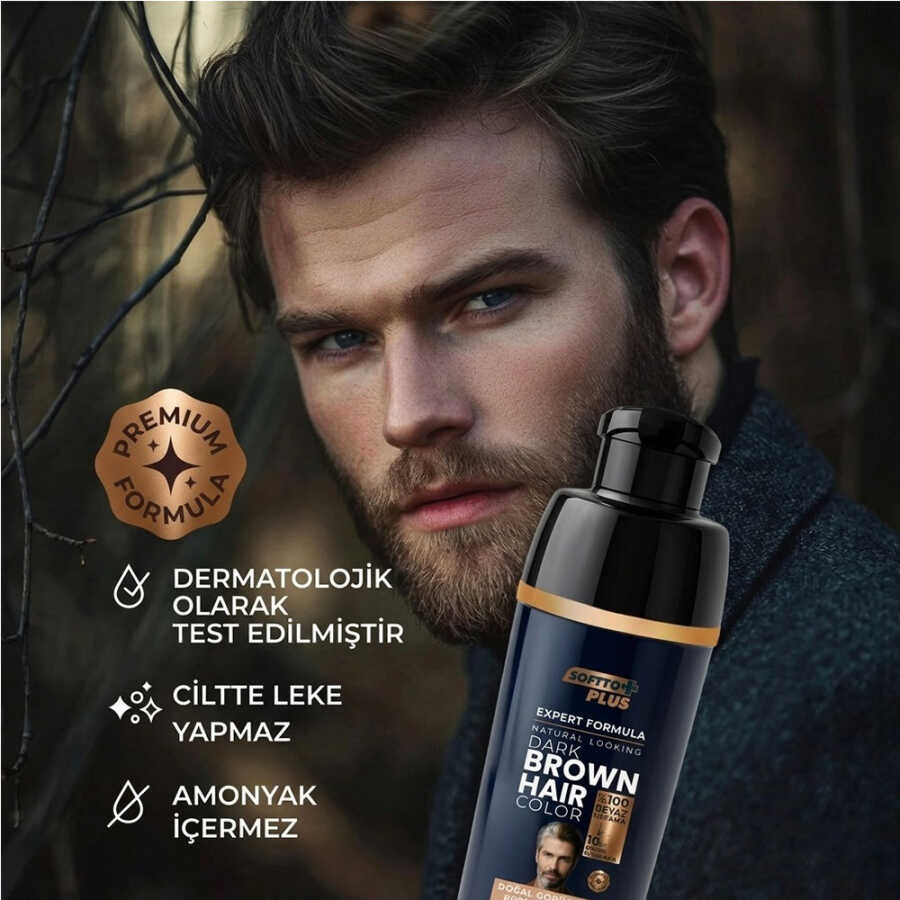 Softto Plus Expert Dark Brown Hair Color Shampoo for Men 400 ml
