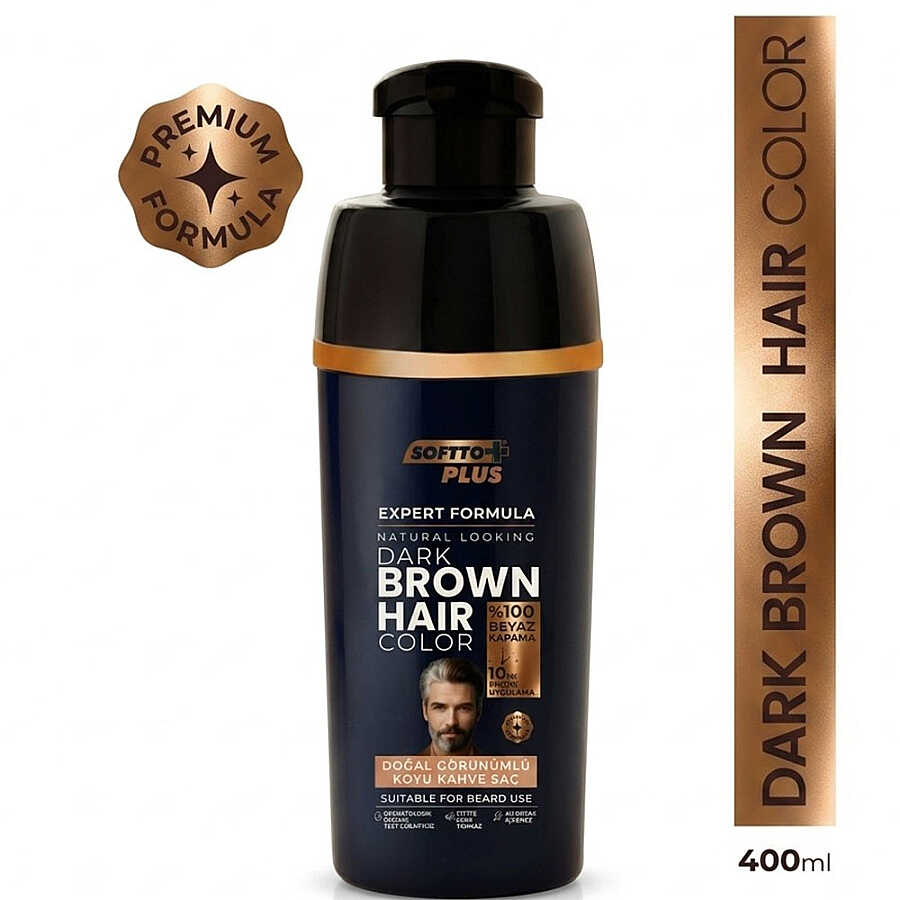 Softto Plus Expert Dark Brown Hair Color Shampoo for Men 400 ml