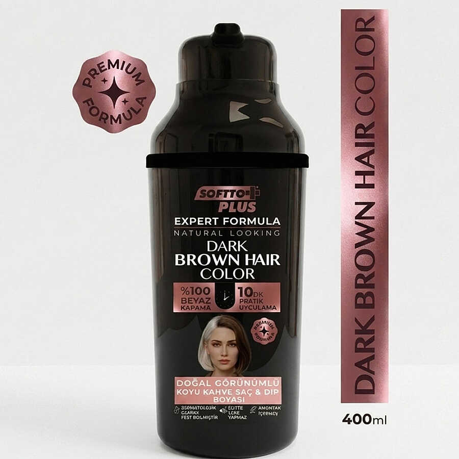 Softto Plus Expert Dark Brown Hair Color Shampoo 400 ml