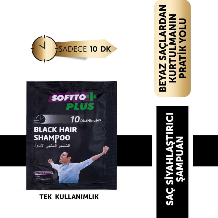 Softto Plus Black Hair Color Shampoo for Natural Tones 21ml