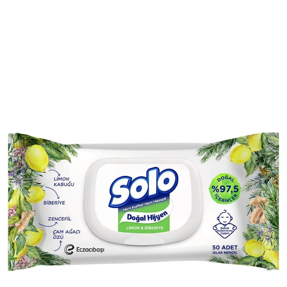 Solo Rosemary &amp; Lemon Wet Wipes for Daily Freshness 3x50 Pack