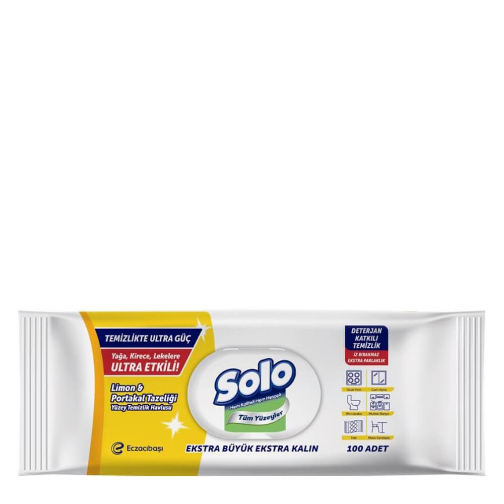 Solo Lemon &amp; Orange Surface Cleaning Wipes 100 Count