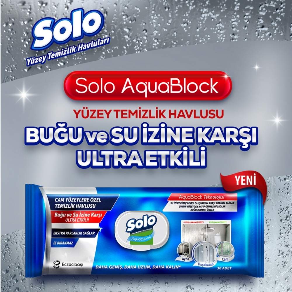 Solo Ultra Power Aquablock Surface Cleaning Wipes 30 Count